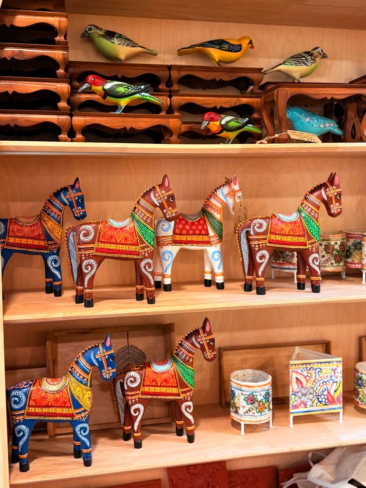 Hand-painted wooden horses