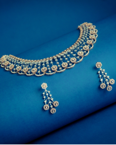 Diamond bridal necklace and earring set